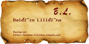 Balázs Liliána névjegykártya